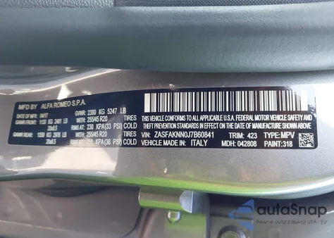 2018 Alfa Romeo Stelvio Ti Sport Awd from USA, damaged, VIN ZASFAKNN0J7B60841